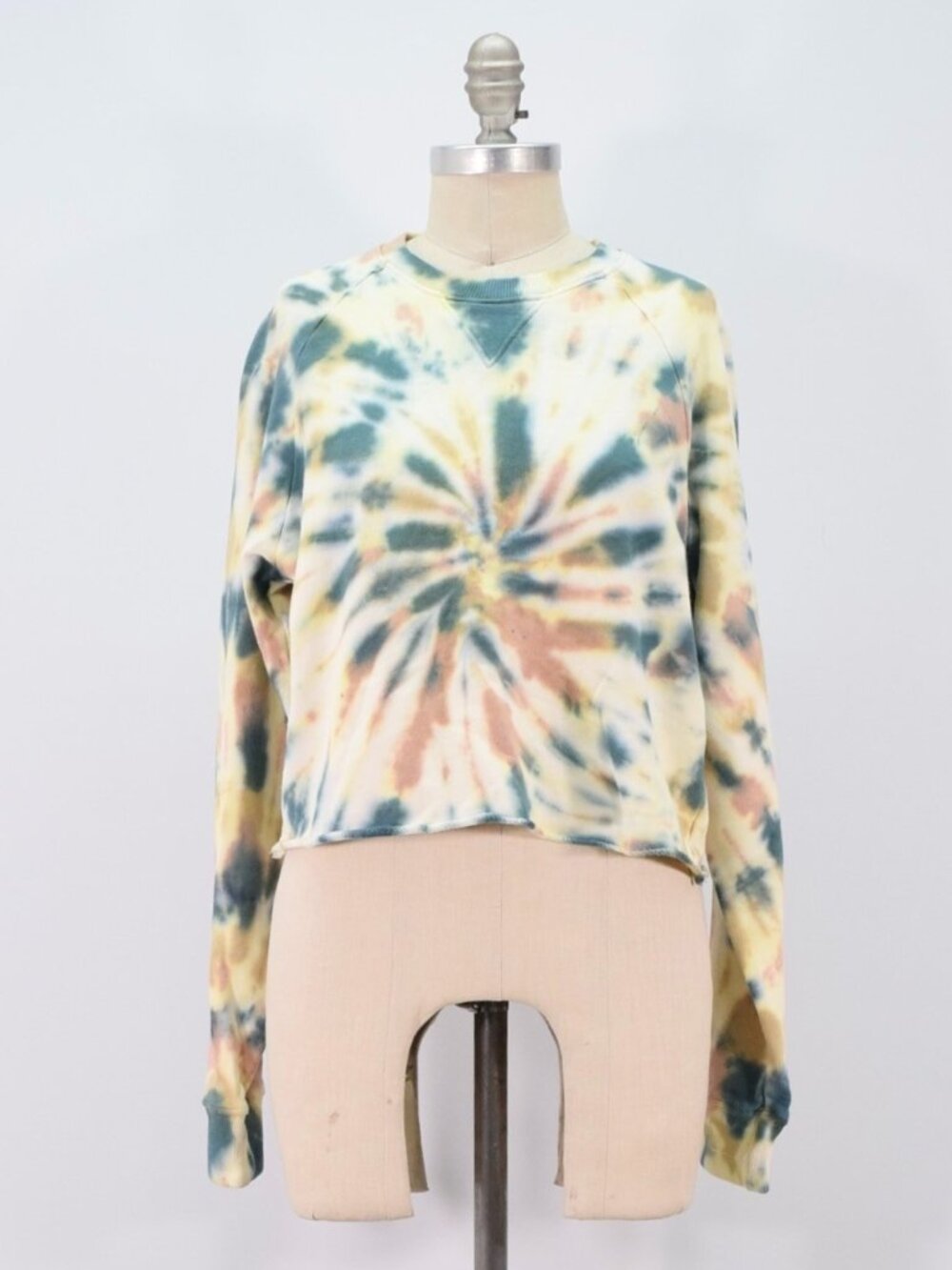 MOTHER Yellow Tie-Dye Cropped Sweatshirt NWT